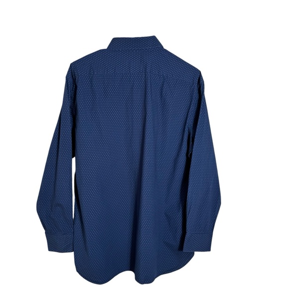 John Varvatos USA Button Down Shirt Navy Blue Printed Regular Fit Size LG - Picture 2 of 10